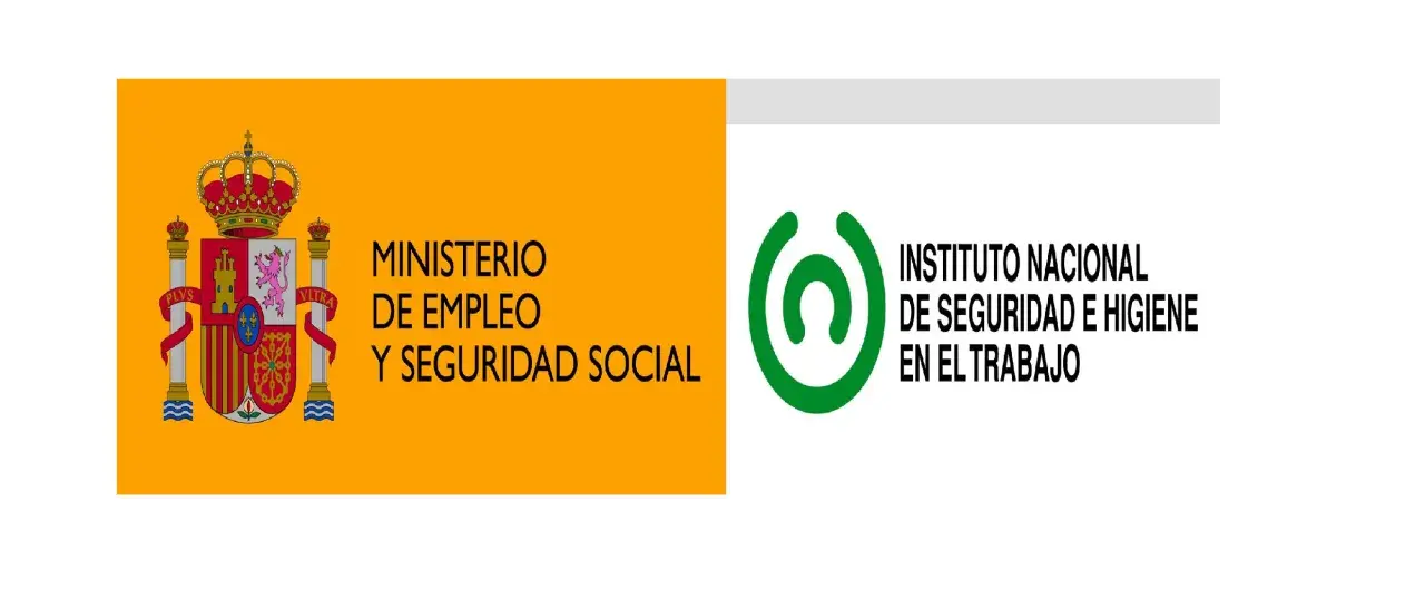 Logotipo del Ministerio de Empleo y Seguridad Social y el INSHT (Instituto Nacional de Seguridad e Higiene en el Trabajo).