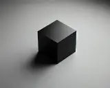 Cubo negro aislado sobre fondo gris, listo para pruebas de caja negra.