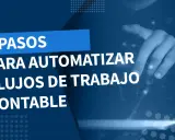 7 pasos para la automatización del flujo de trabajo contable. Mano interactuando con una red digital.