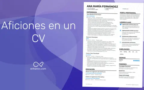 CV con aficiones: desarrolladora backend con experiencia en Java, Spring y SQL. Le apasionan las finanzas, el senderismo y los juegos de estrategia.