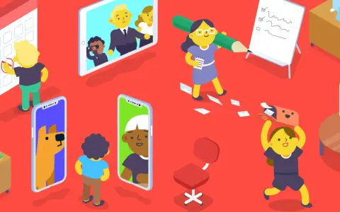 Personas interactúan a través de pantallas, un calendario y un pizarrón, demostrando **cross functional collaboration** en un entorno de oficina moderno.