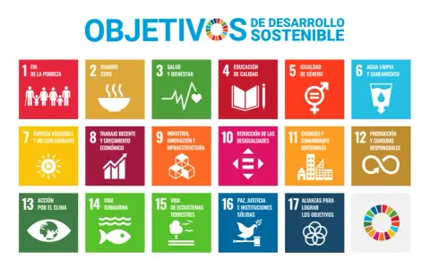 Los 17 Objetivos de Desarrollo Sostenible (ODS) de la ONU, que promueven la **formación ESG** global.