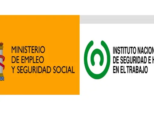 Logotipo del Ministerio de Empleo y Seguridad Social y el INSHT (Instituto Nacional de Seguridad e Higiene en el Trabajo).