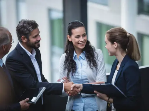 Profesionales celebran un acuerdo tras un curso de negociación.