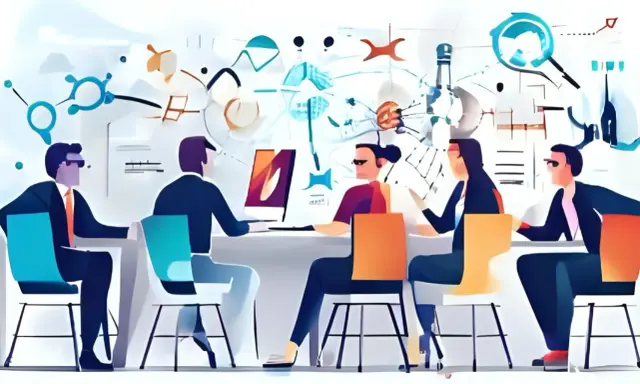 Equipo colaborando en ideas, como si Mary Parker Follett inspirara su trabajo en equipo.