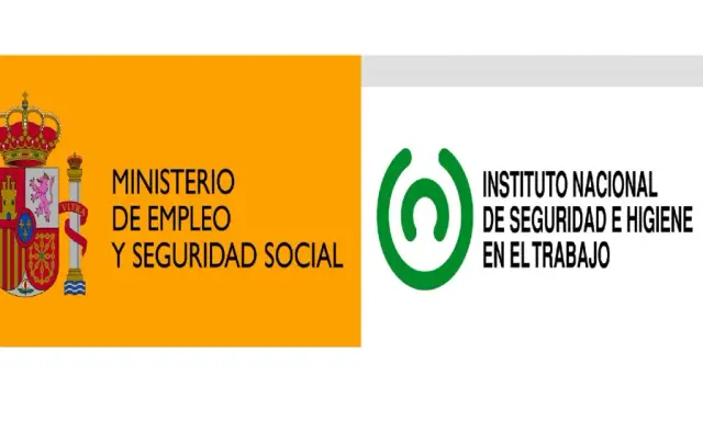 Logotipo del Ministerio de Empleo y Seguridad Social y el INSHT (Instituto Nacional de Seguridad e Higiene en el Trabajo).