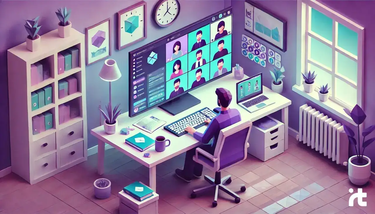 Un hombre participa en una videollamada, mostrando la importancia de la comunicación en equipo en un entorno de trabajo moderno.