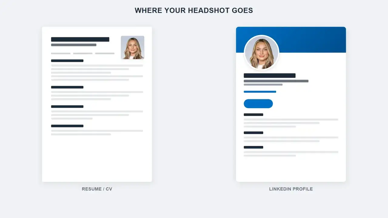 Comparaci&oacute;n de CV y perfil de LinkedIn, ambos con una foto profesional.