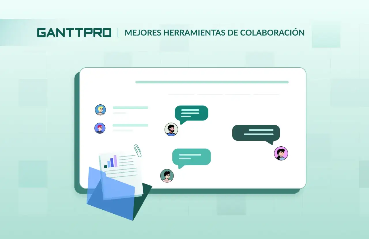 Ilustración de una interfaz de chat con avatares de personas y burbujas de diálogo, mostrando diversos canales de comunicación.